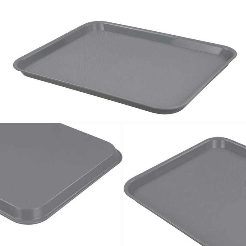 Begale Plastic Fast Food Serving Tray, Large Kitchen Dinner Tray, Set of 4, Grey - Image 3